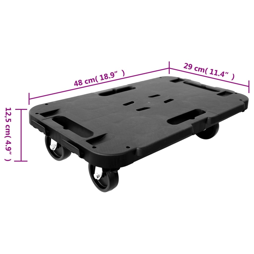 Transportvogner 2 stk svart polypropylen 300 kg