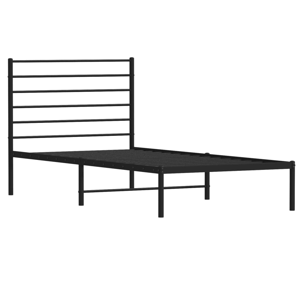 Sengeramme i metall med hodegavl svart 90x200 cm