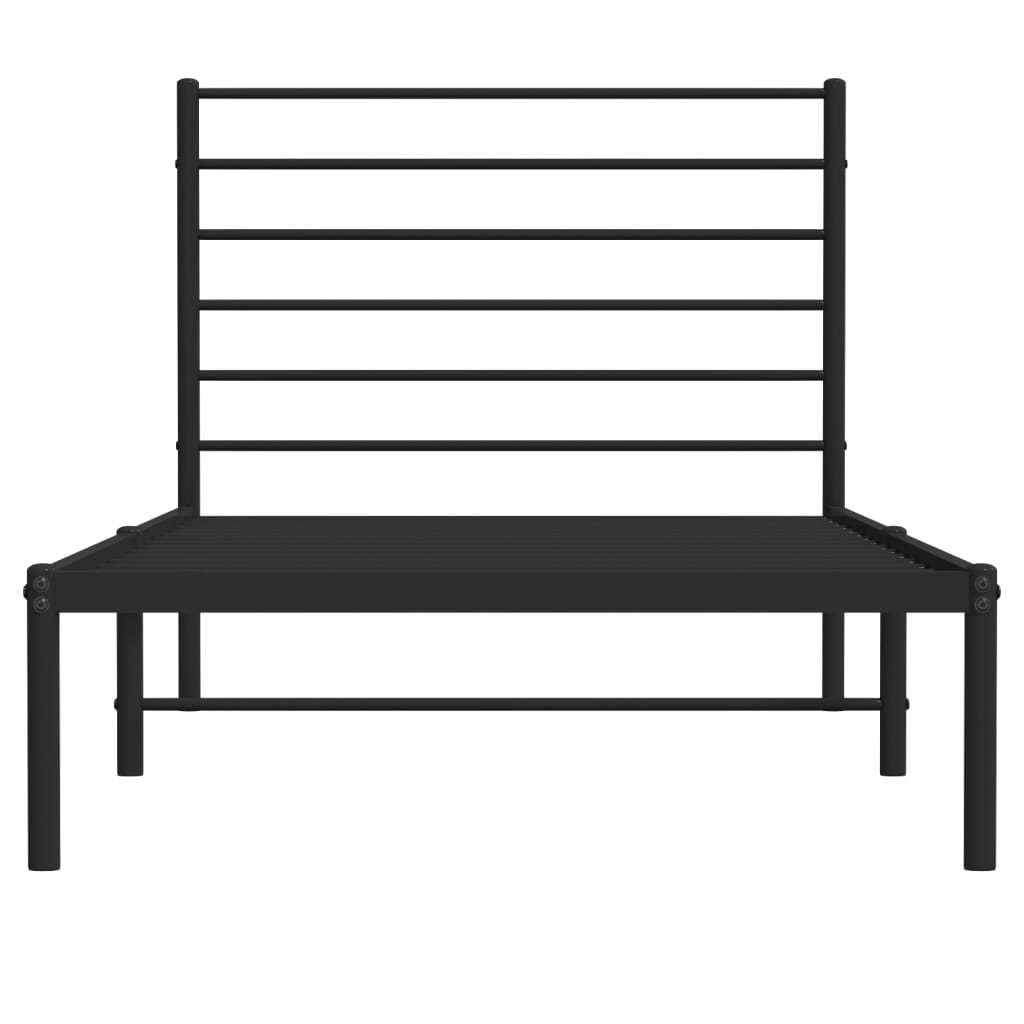 Sengeramme i metall med hodegavl svart 90x200 cm