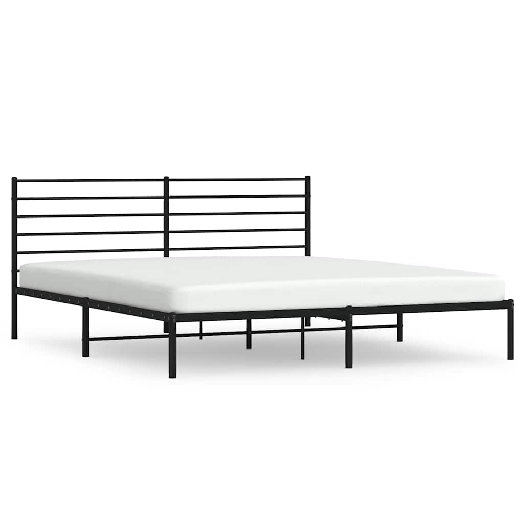 Sengeramme i metall med sengegavl svart 183x213 cm