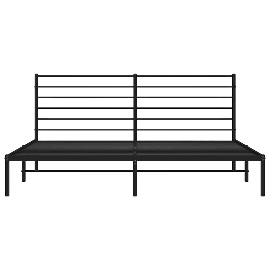 Sengeramme i metall med sengegavl svart 183x213 cm