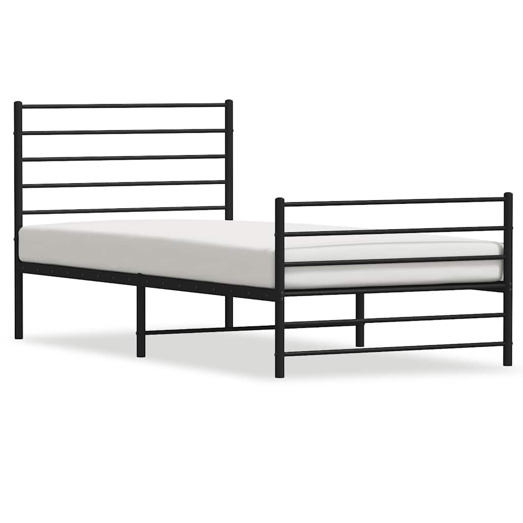 Sengeramme i metall med hode- og fotgavl svart 90x200 cm vidaXL