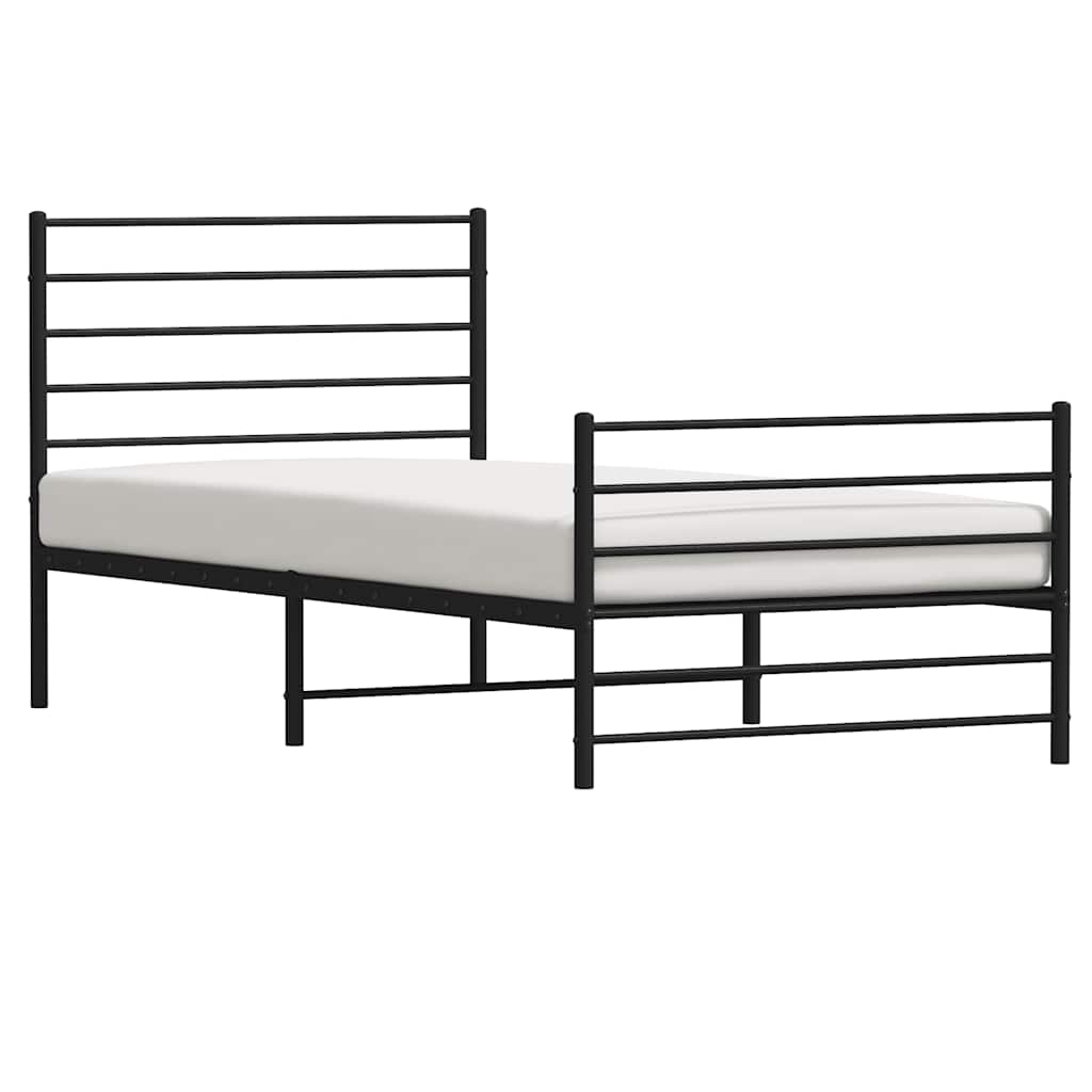 Sengeramme i metall med hode- og fotgavl svart 90x200 cm vidaXL
