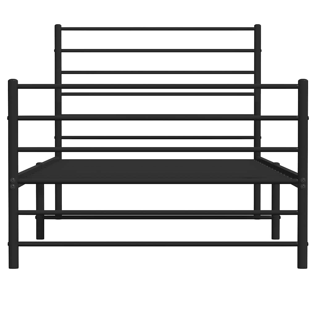 Sengeramme i metall med hode- og fotgavl svart 90x200 cm vidaXL