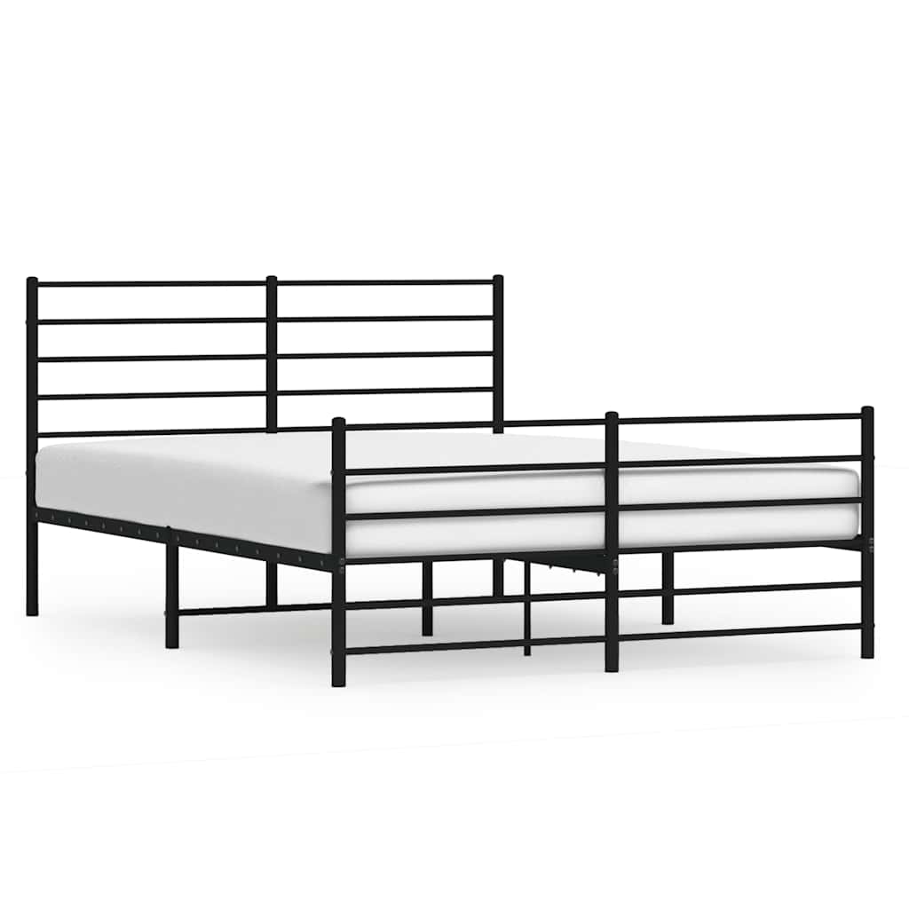 Sengeramme i metall med hode- og fotgavl svart 140x200 cm vidaXL
