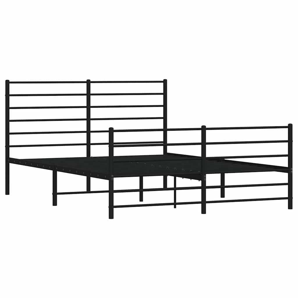 Sengeramme i metall med hode- og fotgavl svart 140x200 cm vidaXL
