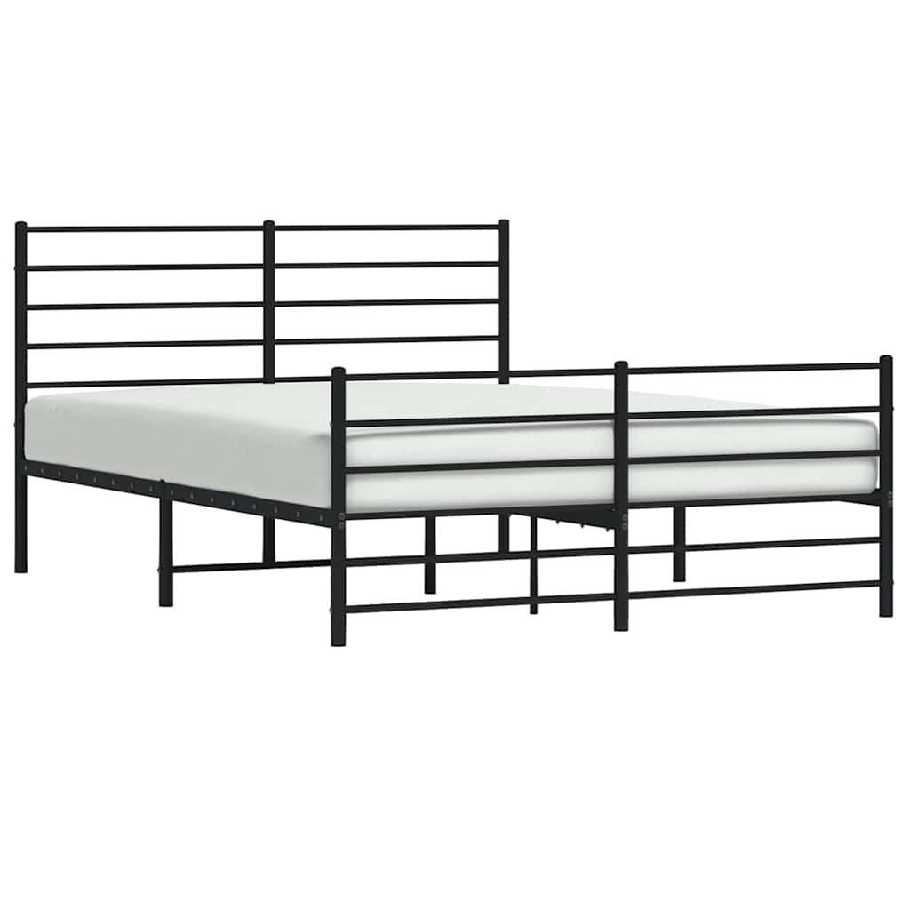 Sengeramme i metall med hode- og fotgavl svart 140x200 cm vidaXL