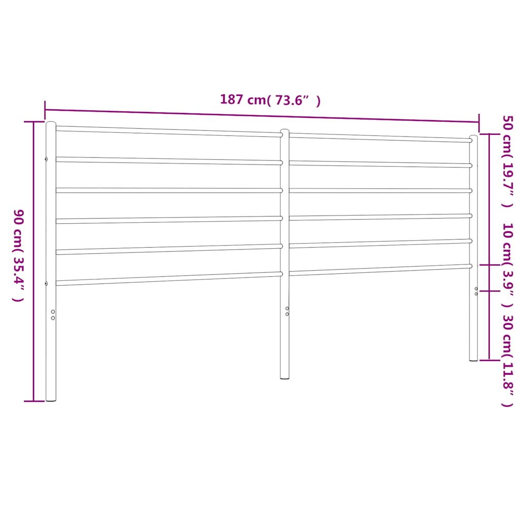 Sengegavl i metall svart 180 cm
