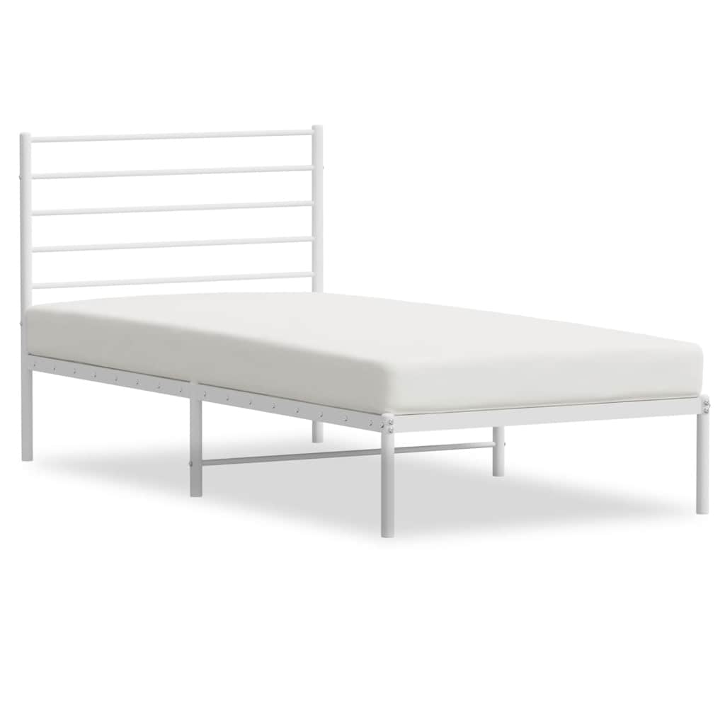 Sengeramme i metall med hodegavl hvit 90x190 cm vidaXL