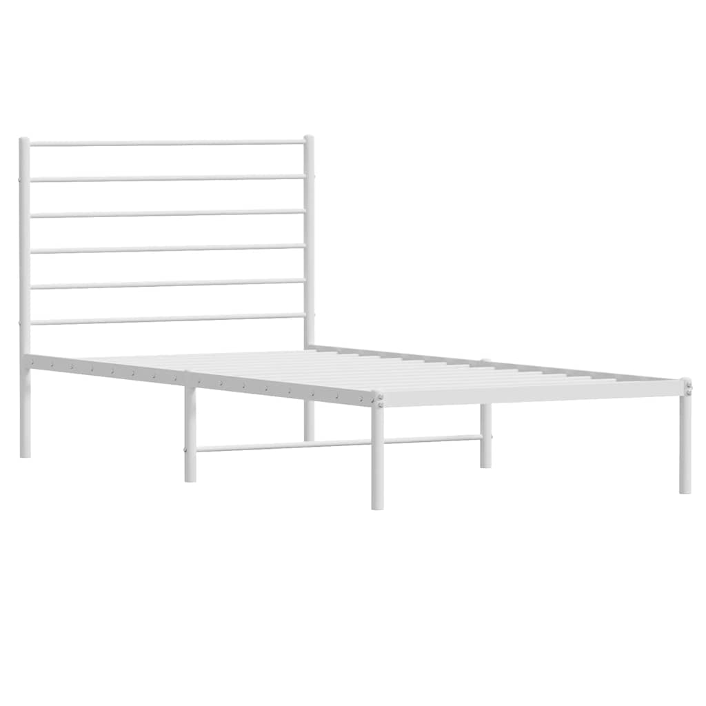 Sengeramme i metall med hodegavl hvit 90x190 cm vidaXL