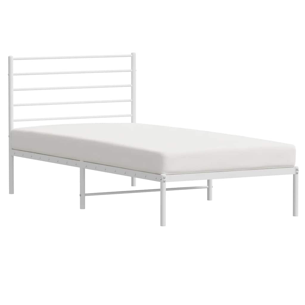 Sengeramme i metall med hodegavl hvit 90x190 cm vidaXL
