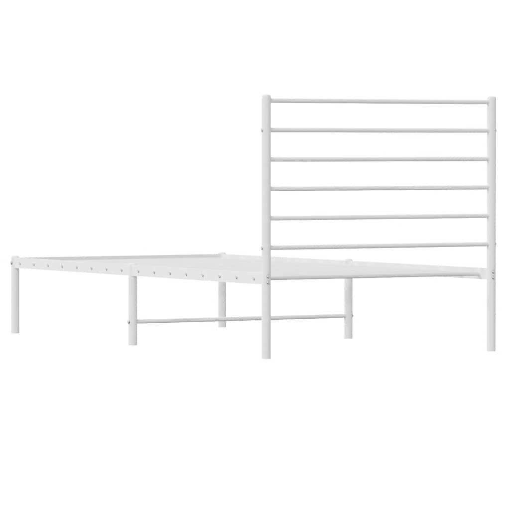 Sengeramme i metall med hodegavl hvit 90x190 cm vidaXL