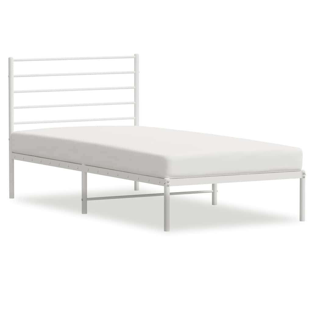 Sengeramme i metall med hodegavl hvit 90x200 cm vidaXL