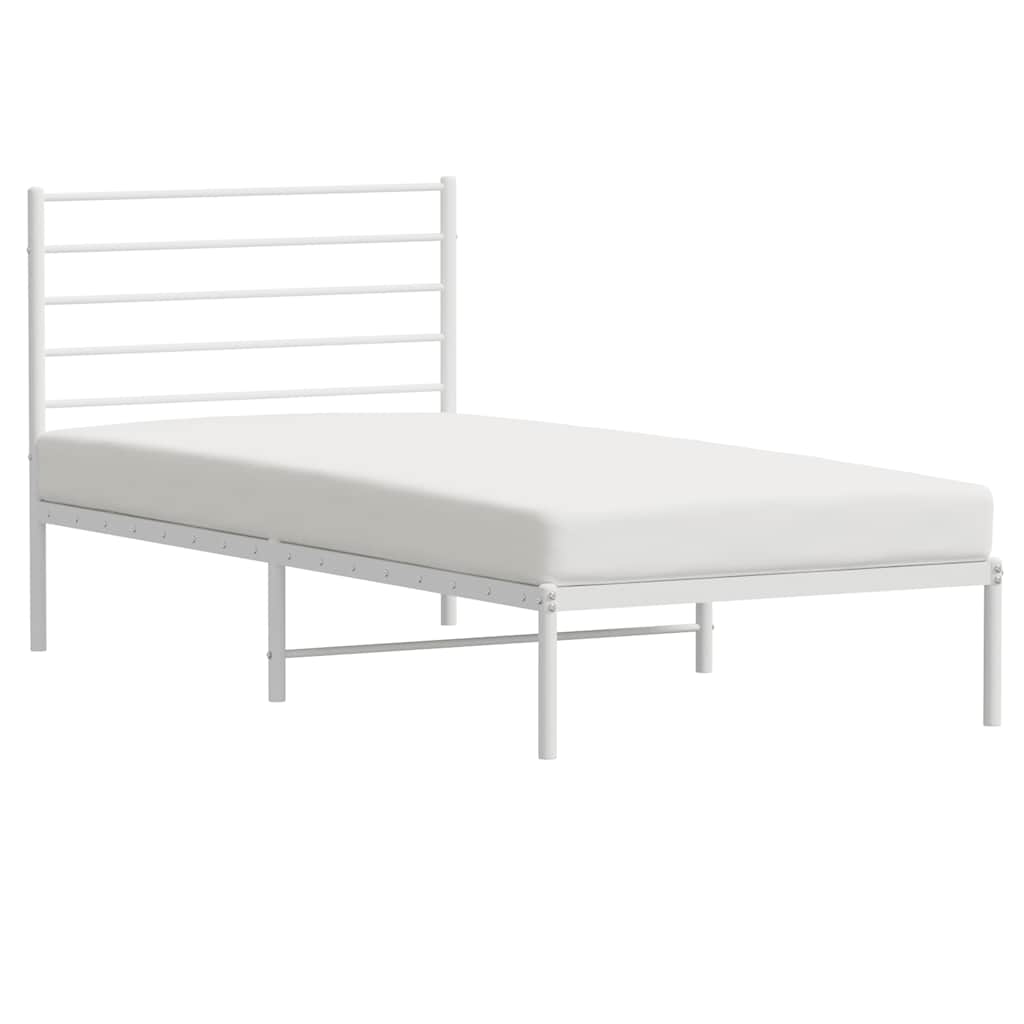 Sengeramme i metall med hodegavl hvit 90x200 cm vidaXL