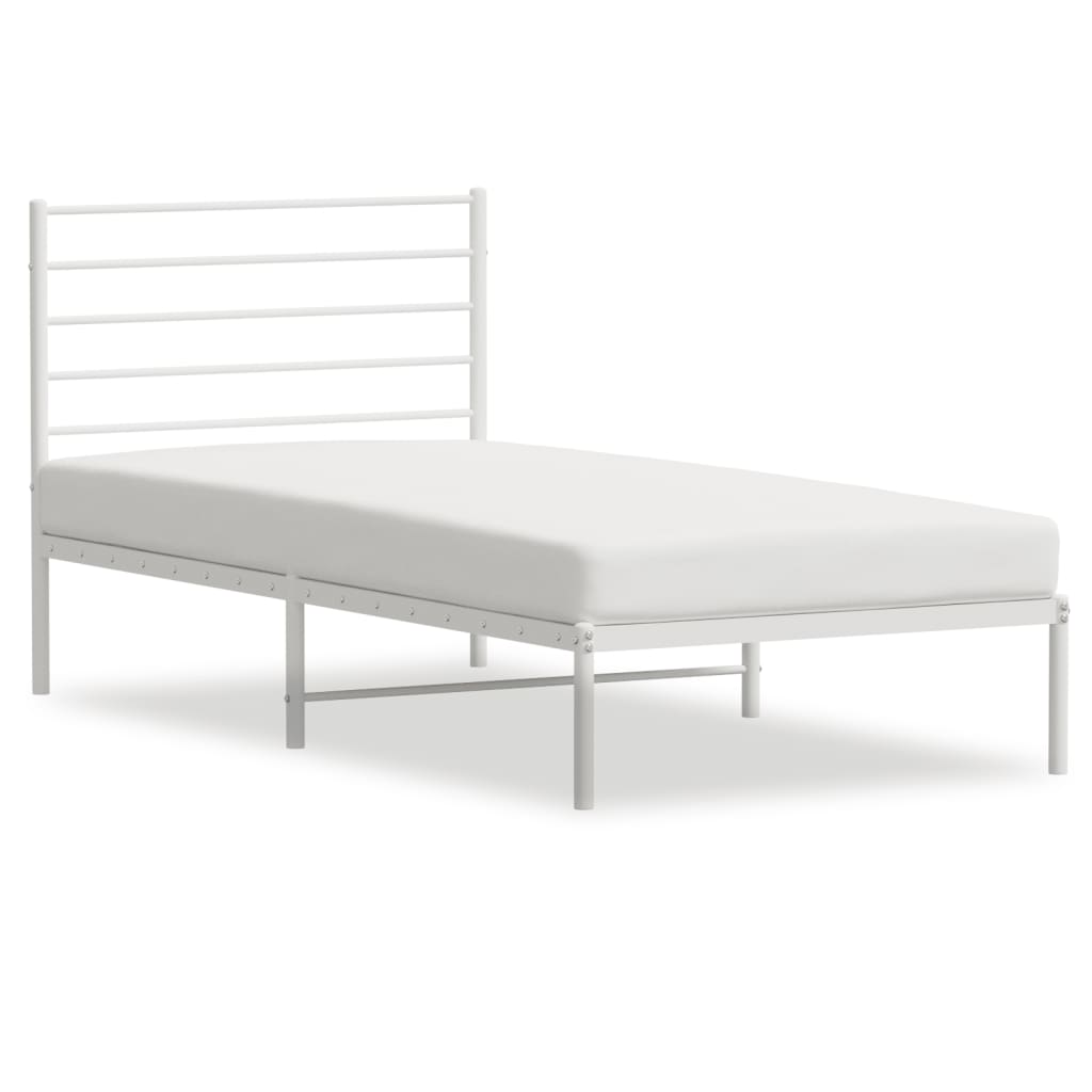 Sengeramme i metall med hodegavl hvit 107x203 cm
