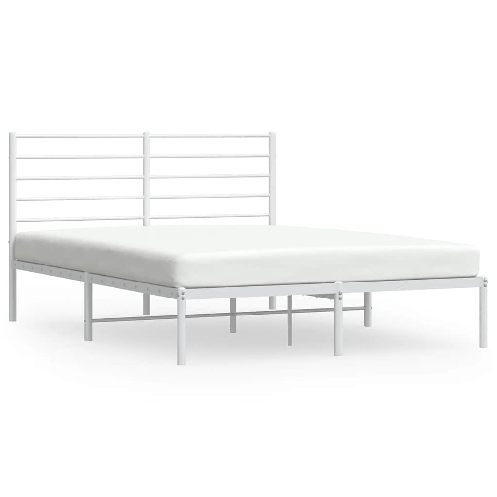 Sengeramme i metall med sengegavl hvit 150x200 cm vidaXL