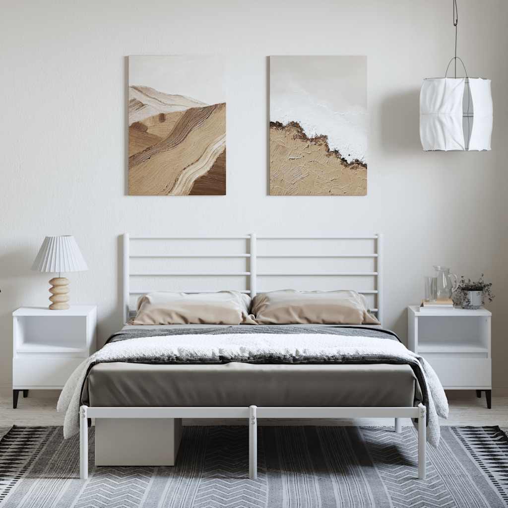 Sengeramme i metall med sengegavl hvit 150x200 cm vidaXL