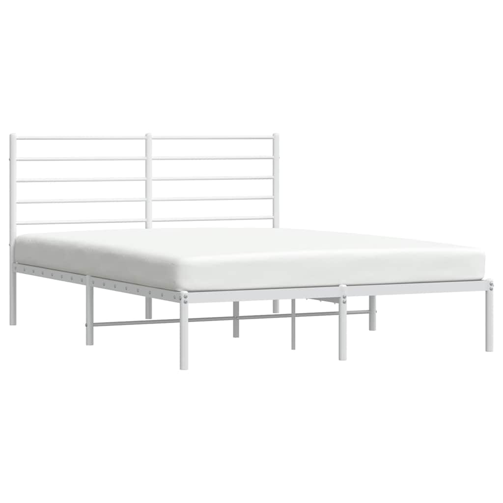 Sengeramme i metall med sengegavl hvit 150x200 cm vidaXL