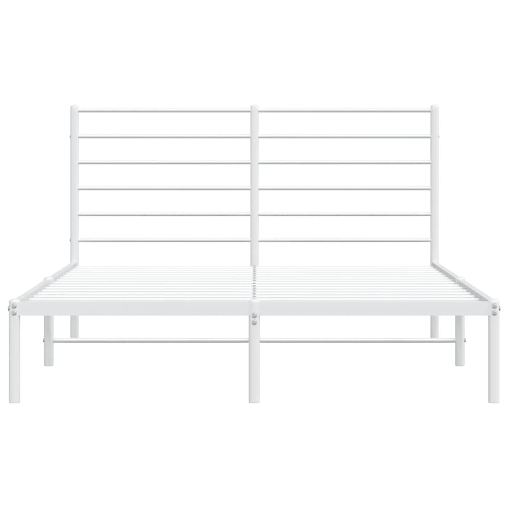 Sengeramme i metall med sengegavl hvit 150x200 cm vidaXL