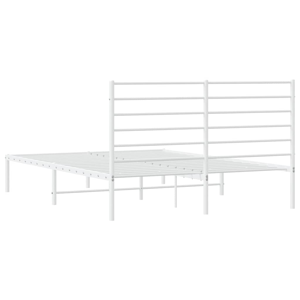 Sengeramme i metall med sengegavl hvit 150x200 cm vidaXL