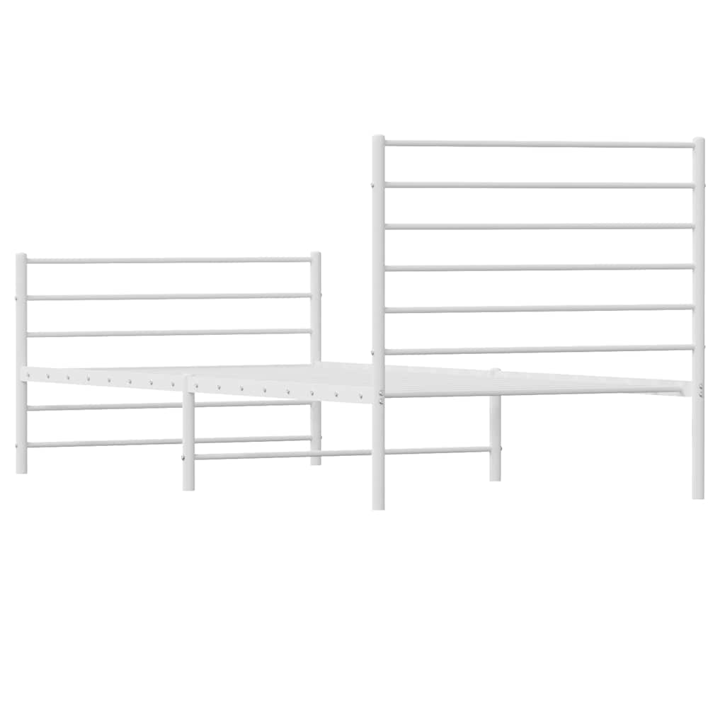 Sengeramme i metall med hode- og fotgavl hvit 100x190 cm