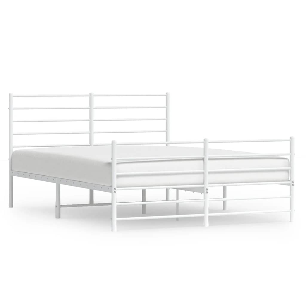 Sengeramme i metall med hode- og fotgavl hvit 135x190 cm vidaXL