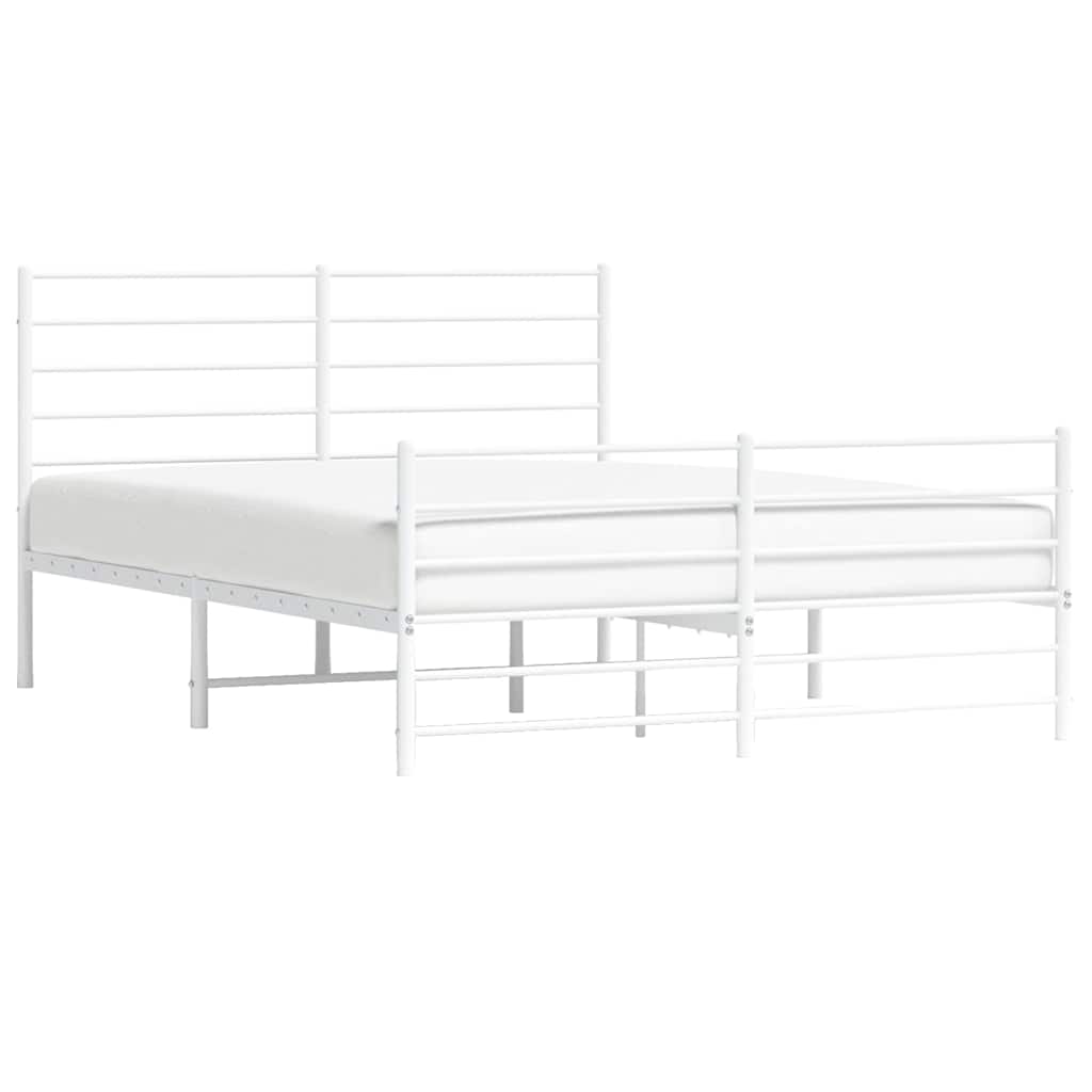 Sengeramme i metall med hode- og fotgavl hvit 135x190 cm vidaXL