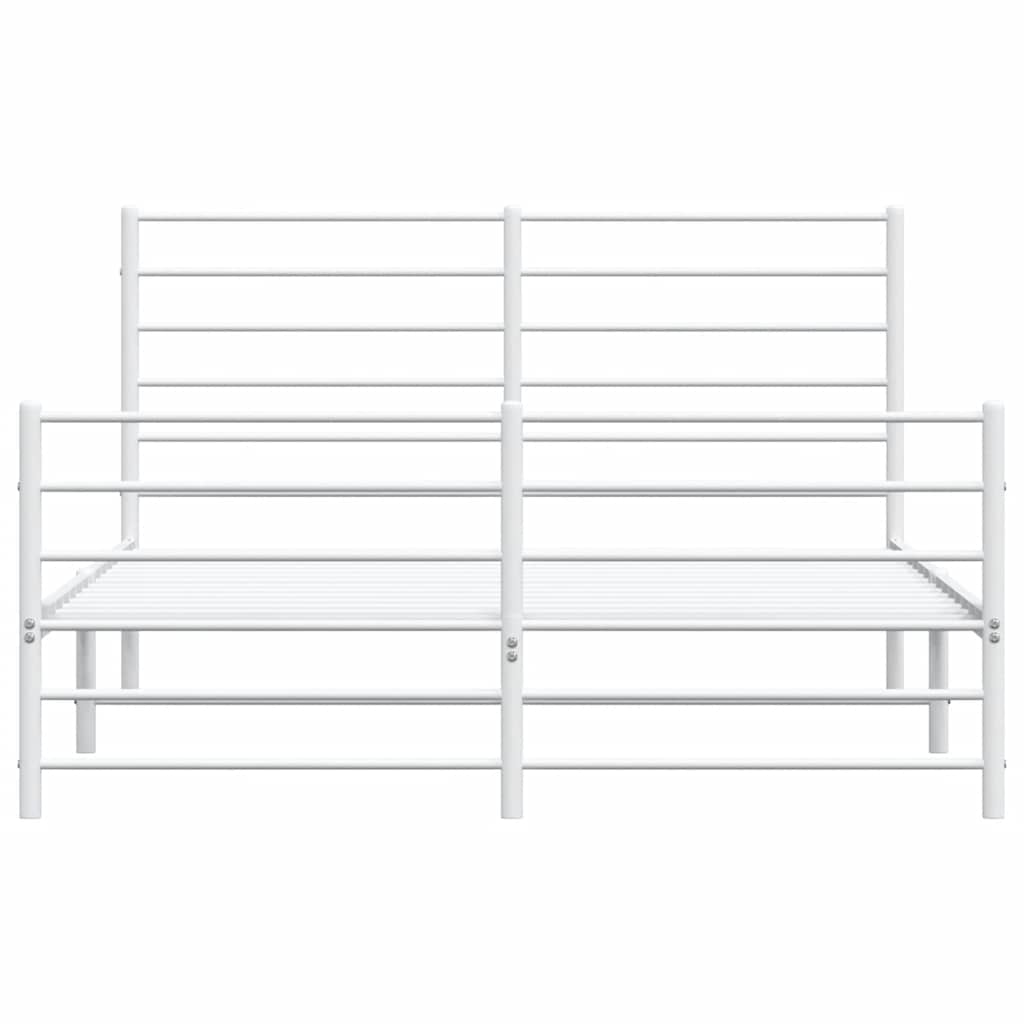 Sengeramme i metall med hode- og fotgavl hvit 135x190 cm vidaXL