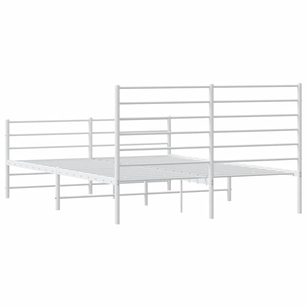 Sengeramme i metall med hode- og fotgavl hvit 135x190 cm vidaXL