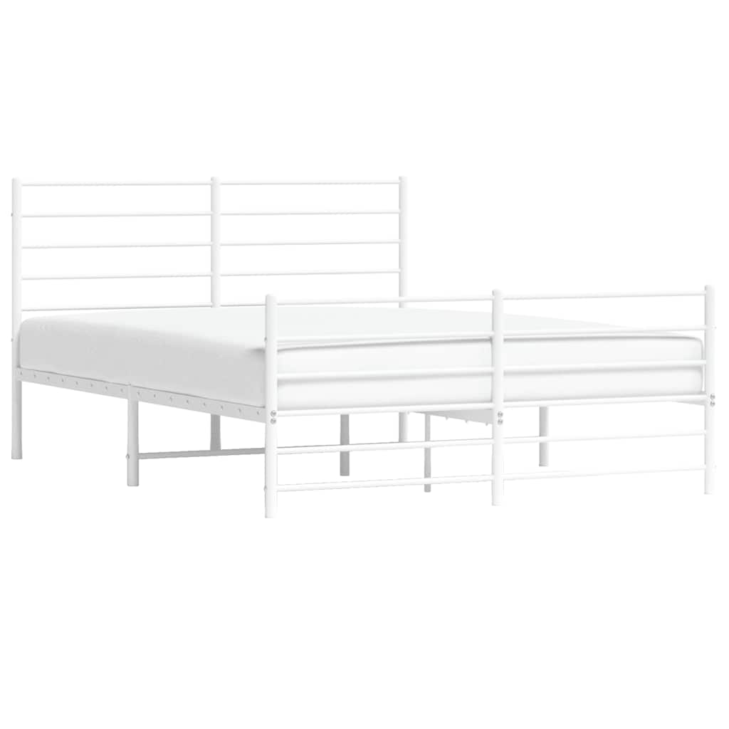 Sengeramme i metall med hode- og fotgavl hvit 140x200 cm vidaXL