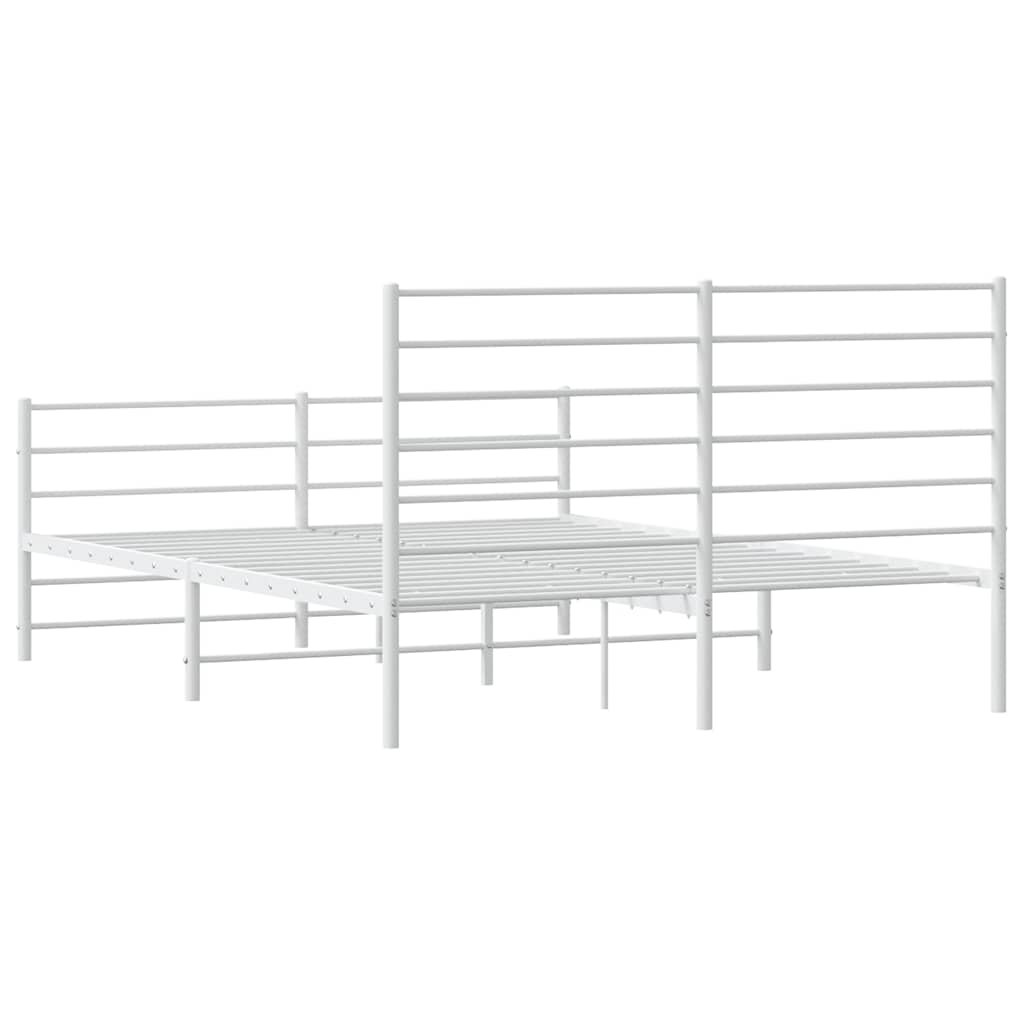 Sengeramme i metall med hode- og fotgavl hvit 140x200 cm vidaXL