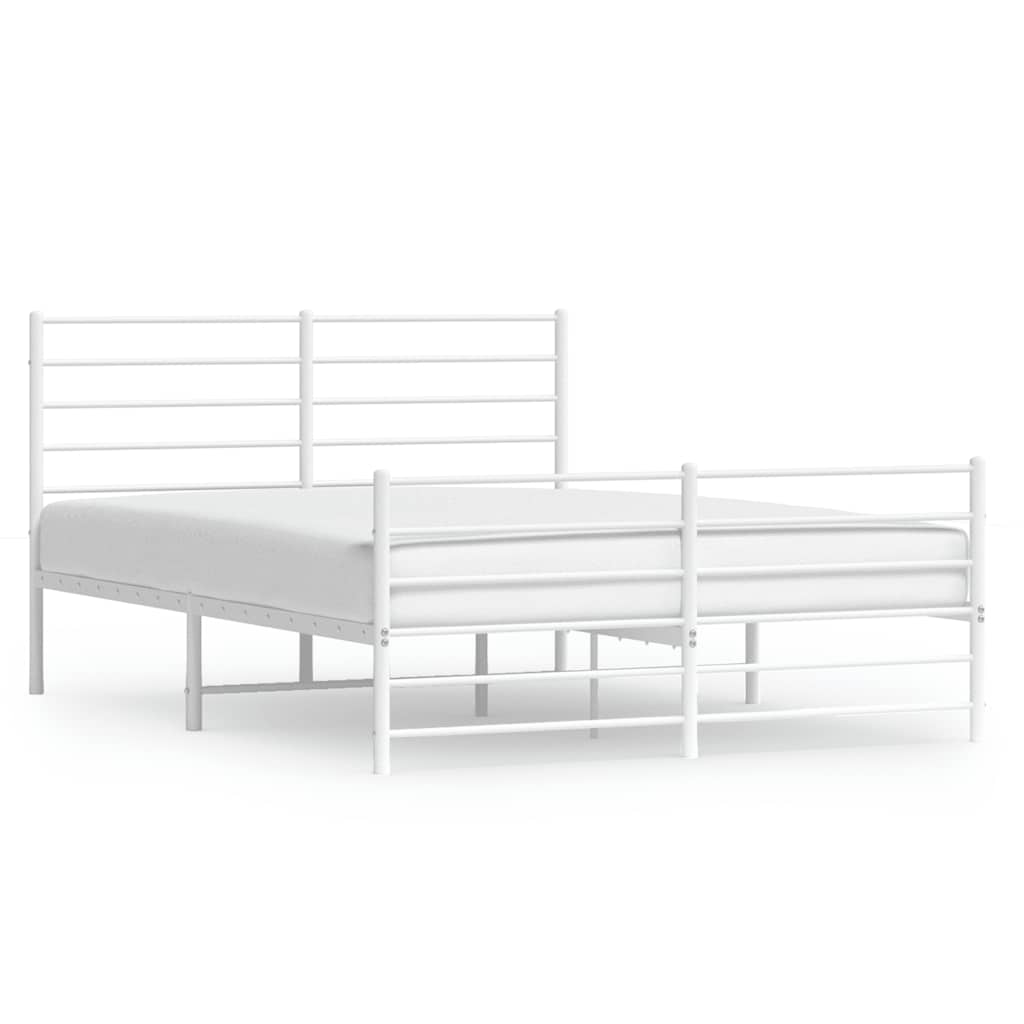 Sengeramme i metall med hode- og fotgavl hvit 150x200 cm vidaXL