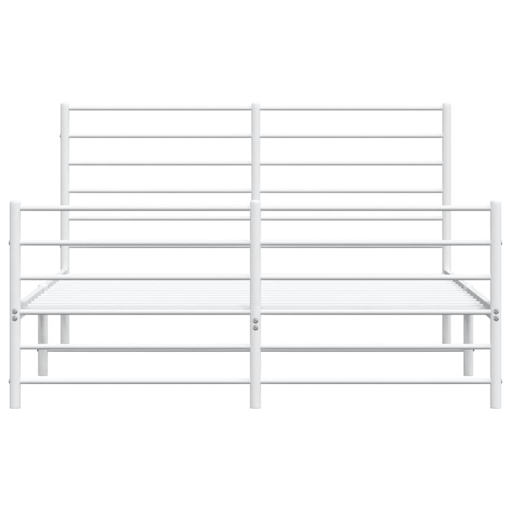 Sengeramme i metall med hode- og fotgavl hvit 150x200 cm vidaXL