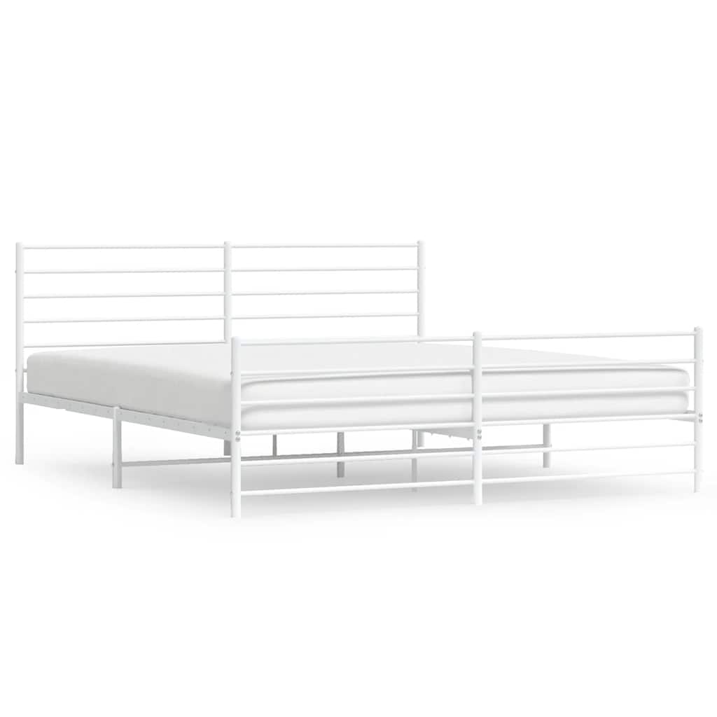 Sengeramme i metall med hode- og fotgavl hvit 180x200 cm vidaXL