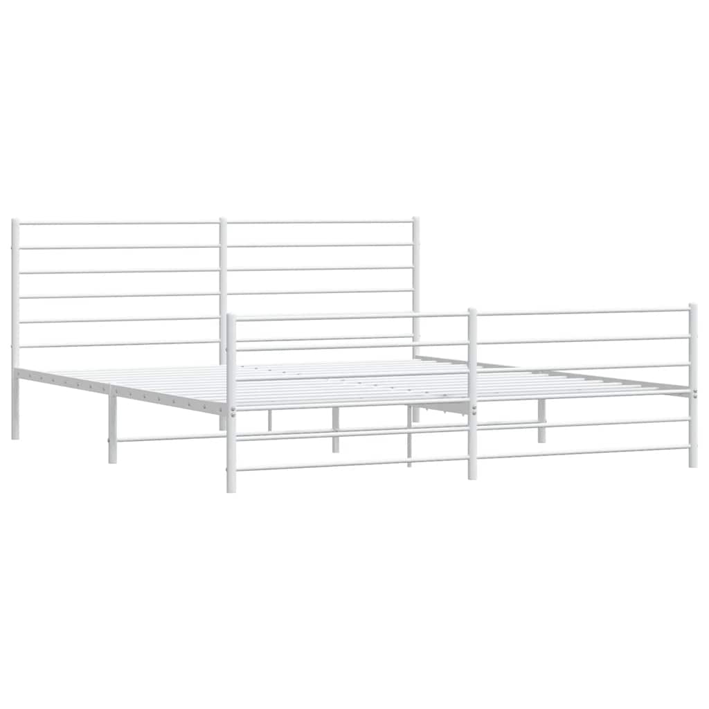 Sengeramme i metall med hode- og fotgavl hvit 180x200 cm vidaXL
