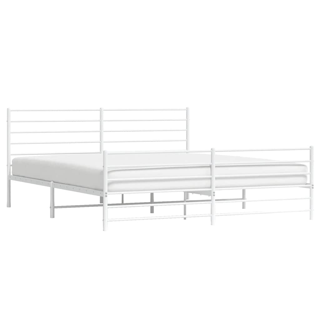 Sengeramme i metall med hode- og fotgavl hvit 180x200 cm vidaXL