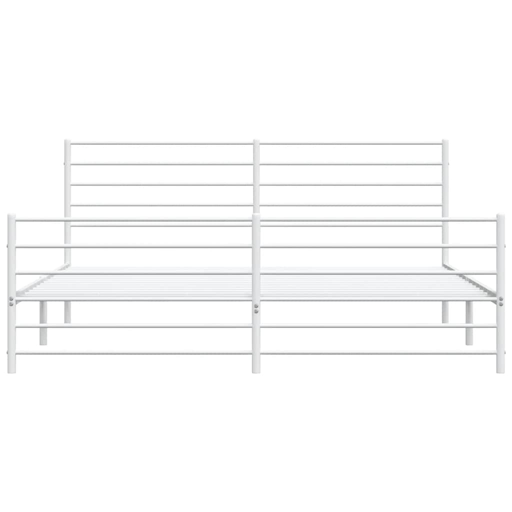 Sengeramme i metall med hode- og fotgavl hvit 180x200 cm vidaXL