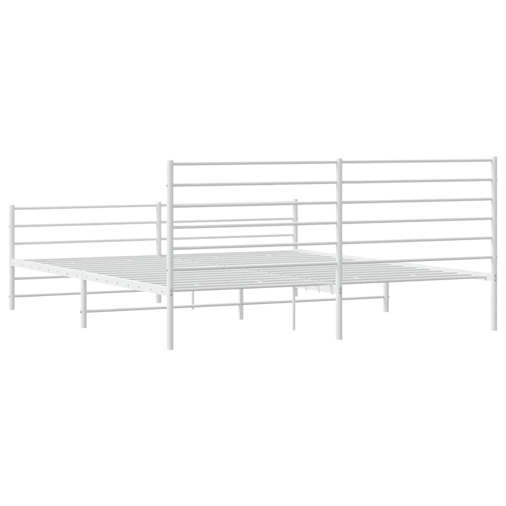 Sengeramme i metall med hode- og fotgavl hvit 180x200 cm vidaXL