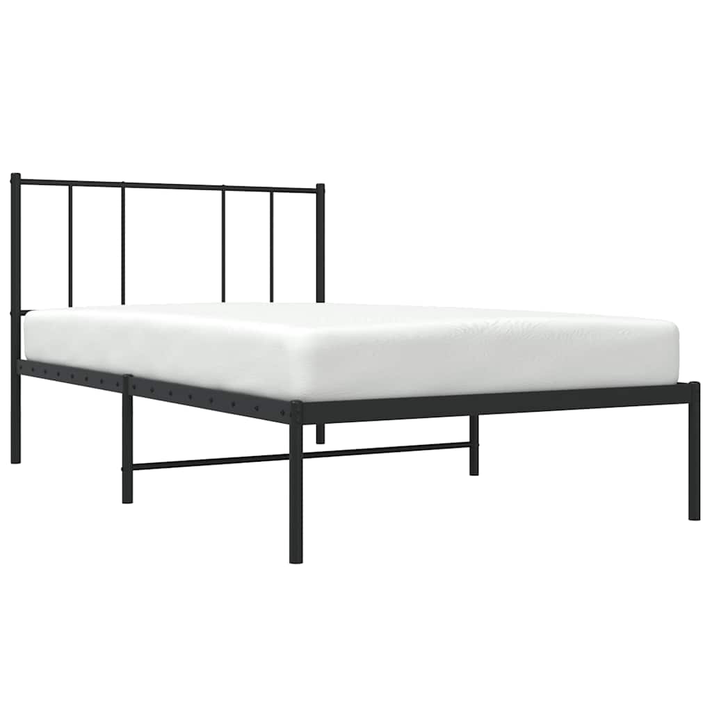 Sengeramme i metall med hodegavl svart 75x190 cm
