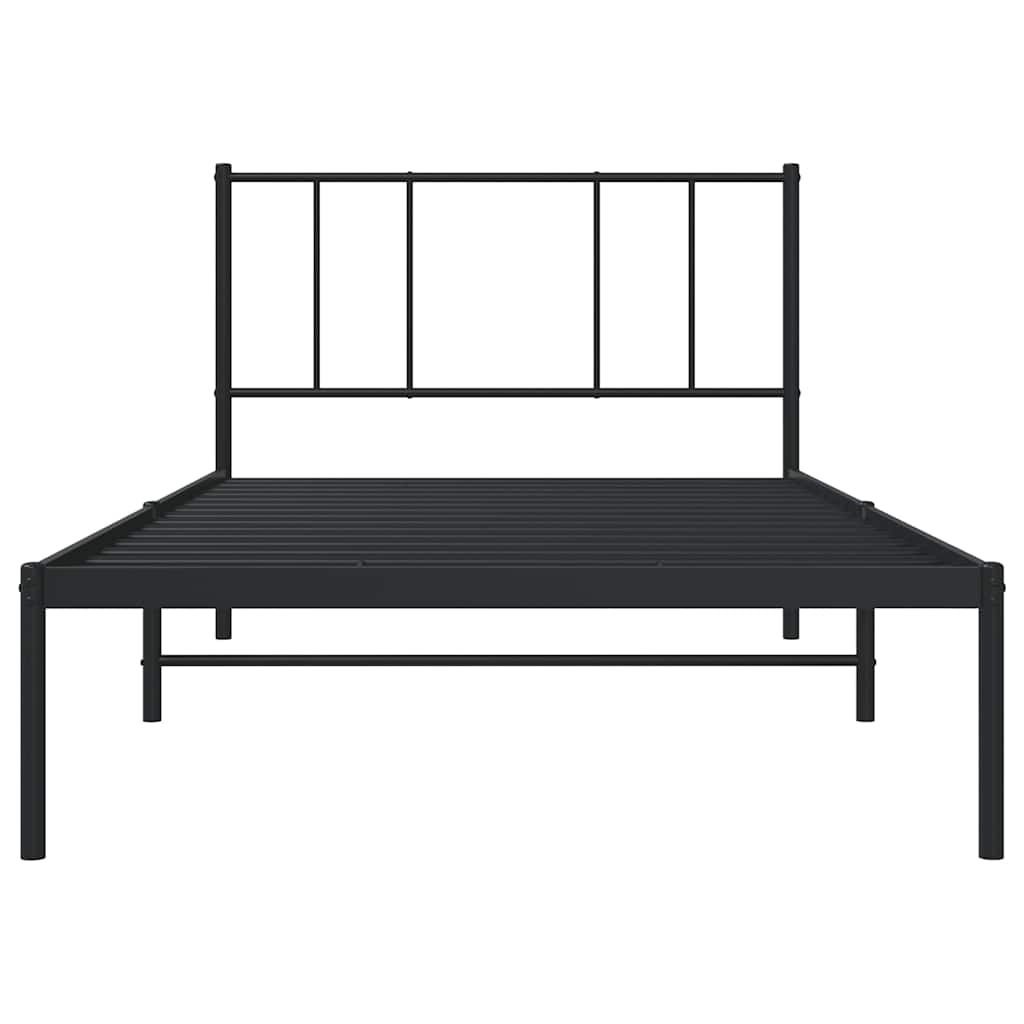 Sengeramme i metall med hodegavl svart 75x190 cm