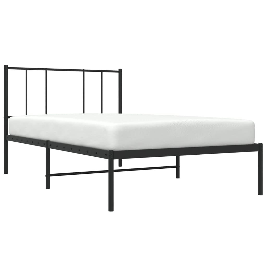 Sengeramme i metall med hodegavl svart 90x190 cm