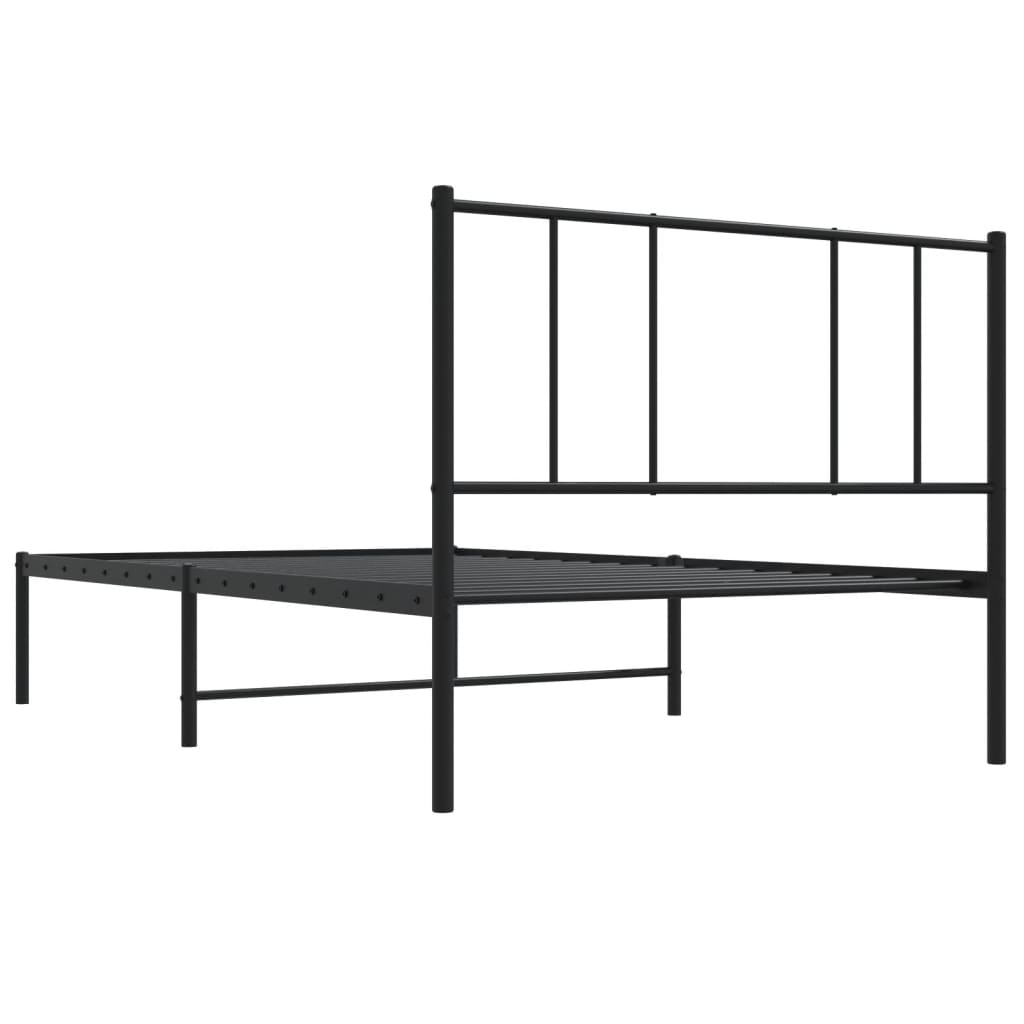 Sengeramme i metall med hodegavl svart 100x200 cm vidaXL