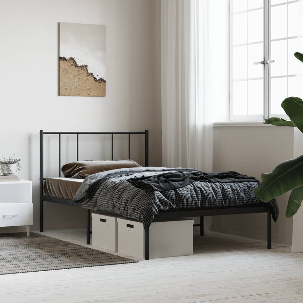 Sengeramme i metall med hodegavl svart 100x200 cm vidaXL