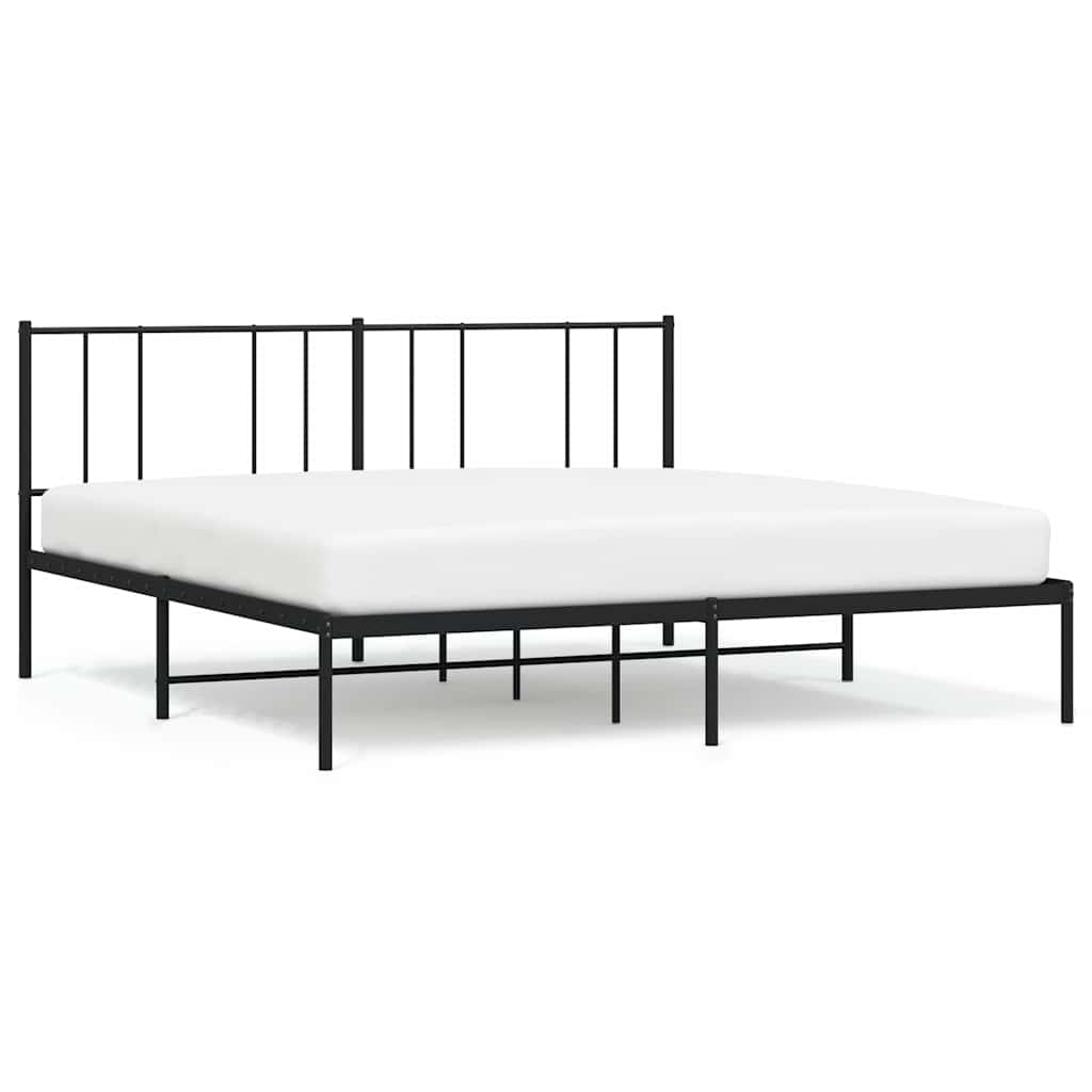 Sengeramme i metall med sengegavl svart 183x213 cm