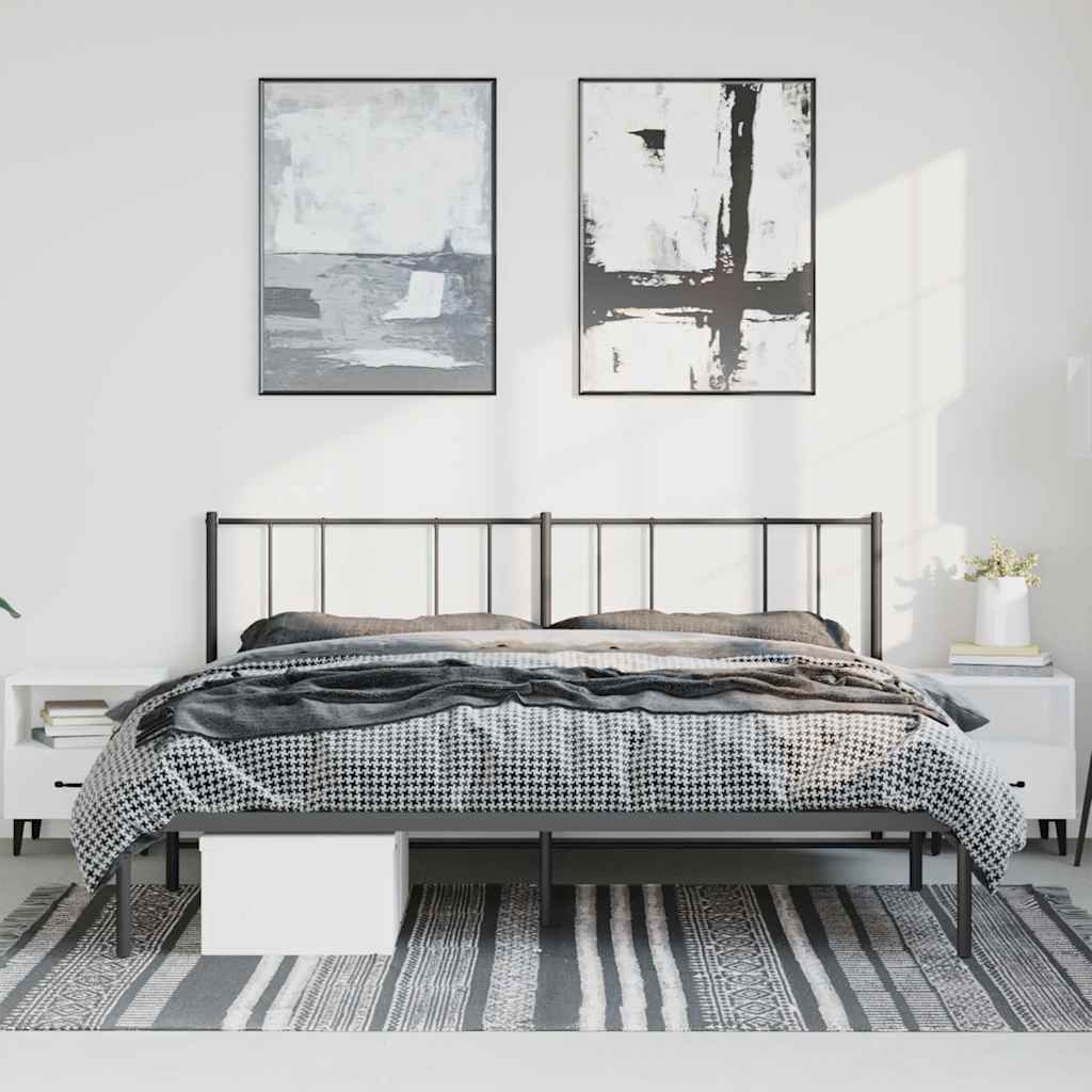 Sengeramme i metall med sengegavl svart 183x213 cm