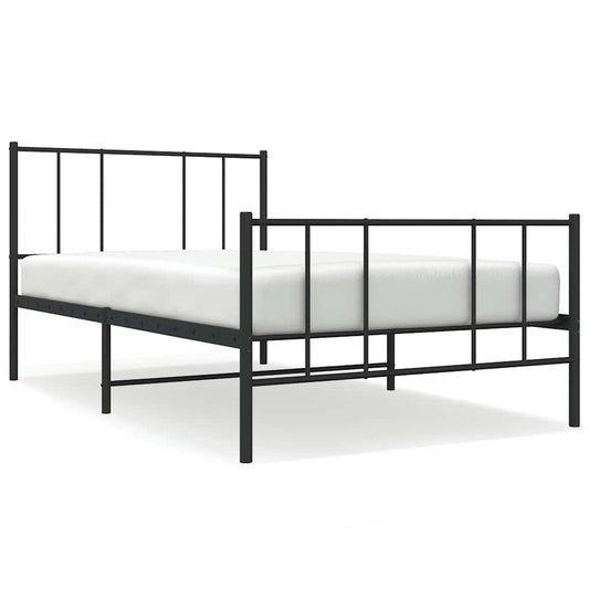 Sengeramme i metall med hode- og fotgavl svart 100x190 cm