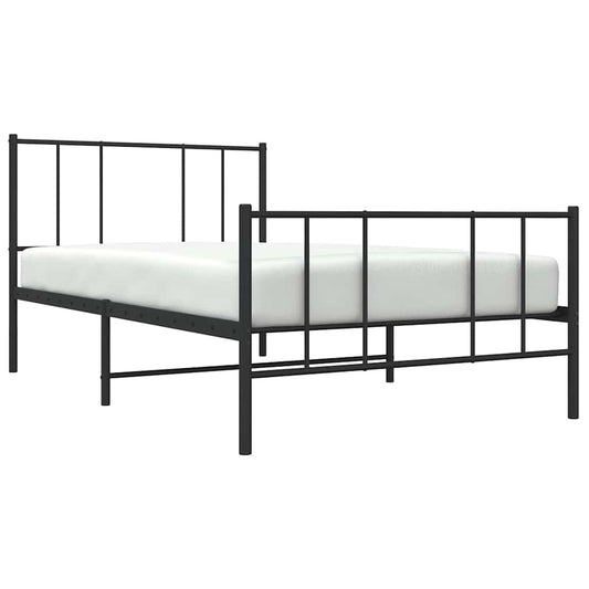 Sengeramme i metall med hode- og fotgavl svart 100x190 cm