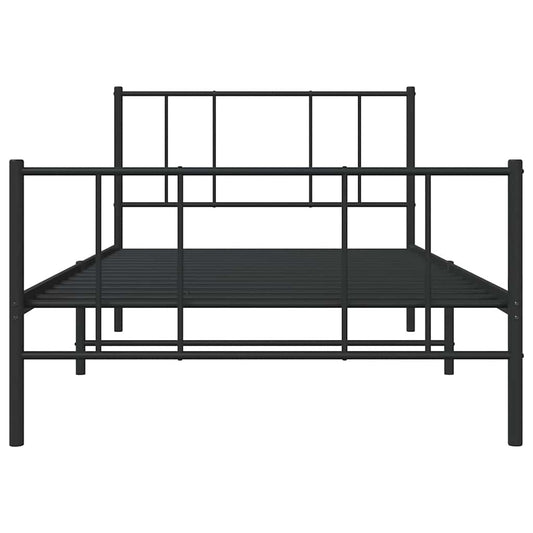 Sengeramme i metall med hode- og fotgavl svart 100x190 cm