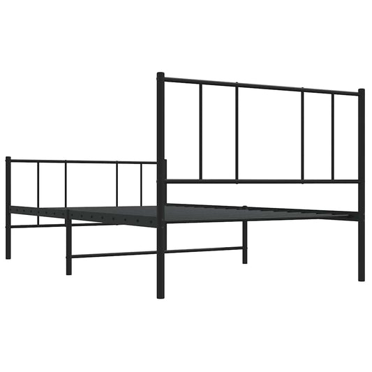 Sengeramme i metall med hode- og fotgavl svart 100x190 cm