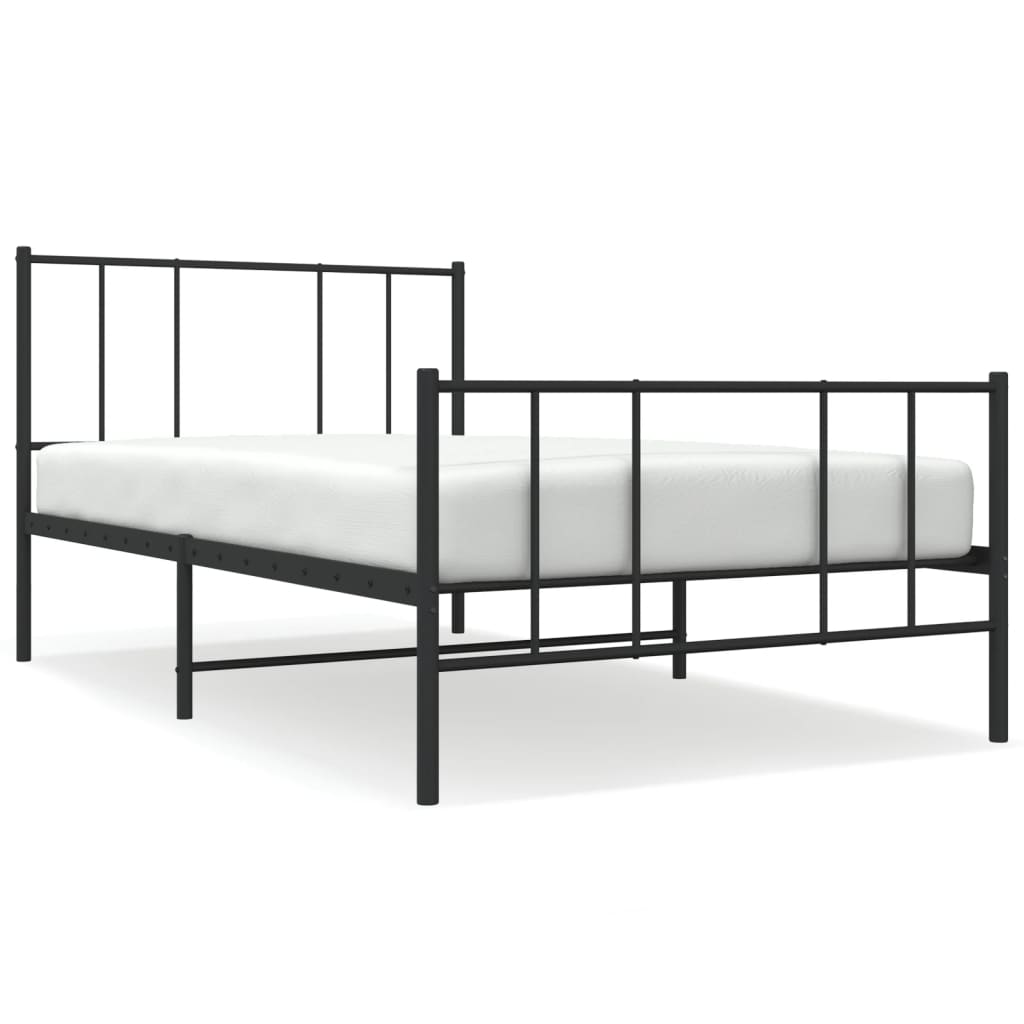 Sengeramme i metall med hode- og fotgavl svart 100x200 cm